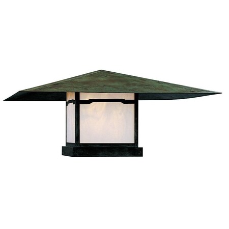 Arroyo Craftsman 36" Monterey Column Mount With T-Bar Overlay, Pewter, Off White Glass MC-36TOF-P